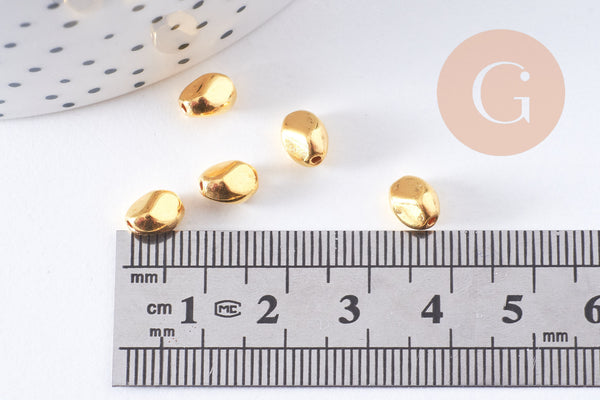 Perles intercalaires nuggets zamac doré vieilli 6x5mm, x40 (G10686)
