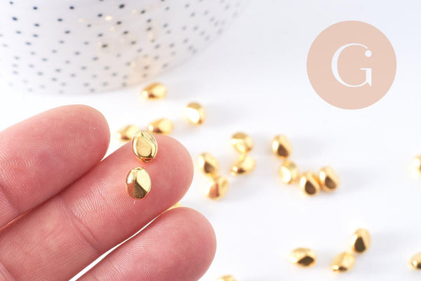 Perles intercalaires nuggets zamac doré vieilli 6x5mm, x40 (G10686)