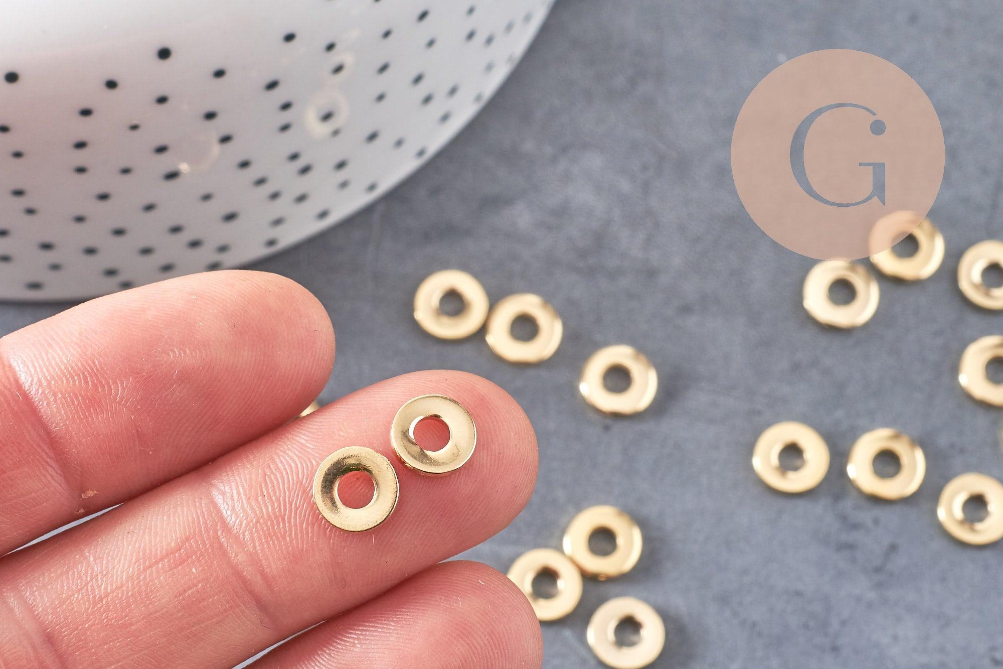 Perles intercalaires rondelles acier 304 inoxydable doré 8mm, x20 (G3464)