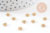 Perles intercalaires rondelles fleurs acier 304 inoxydable doré 18K 6mm, x10 (G10905)