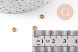 Perles intercalaires Rondelles fleurs acier 304 inoxydable doré IP 4mm, x10 (G10892)