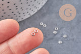 Perles intercalaires rondelles fleurs acier 304 inoxydable platine 3mm, x10 (G10855)