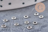 Perles intercalaires rondelles fleurs acier 304 inoxydable platine 3mm, x10 (G10855)