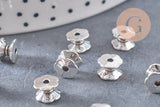 Perles intercalaires tube argent vieilli 7mm x10, (G1438)