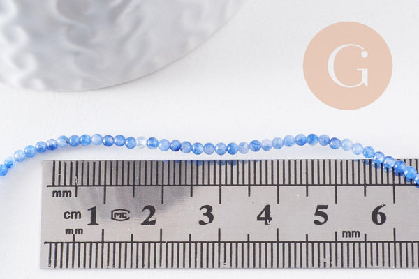 Perles jade bleu 2mm, jade naturel, perle pierre,fournitures créatives, pierre précieuse,perles bijoux,2mm,fil de 40 cm-(G1125)