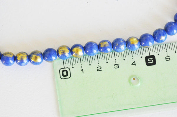 Perles jade bleu foncé et or perles rondes jade mashan bleu, bijou pierre naturelle,8mm, fil de 40cm G3881