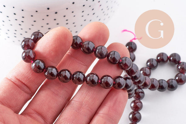 Perles jade bordeaux 2mm, jade naturel, perle pierre, pierre précieuse,8mm,fil complet de 38,5 cm (G2907)