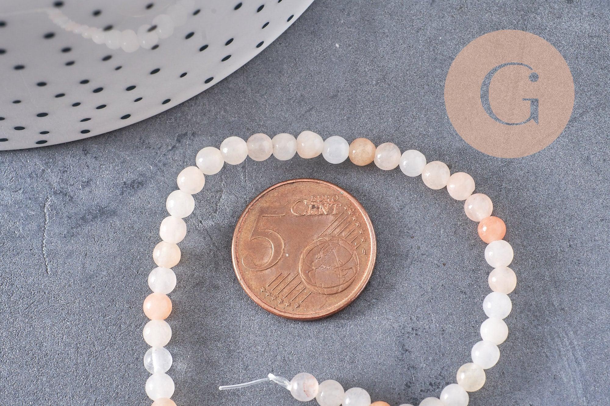 Perles jade naturel rose pâle4mm, x1 fil de 37cm (G3858)
