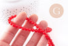Perles jade naturel rouge 6mm, x1 fil de 40cm (G1783)