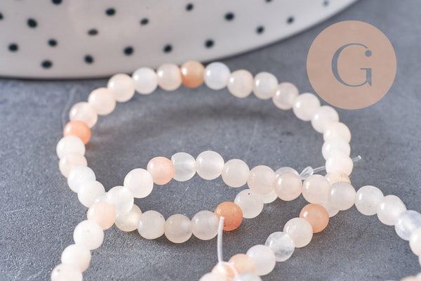 Perles jade rose pâle, perles rondes, jade rose, pierre naturelle, jade naturel, pierre naturelle, fil de 80 perles, 4mm, x1 (G3858)