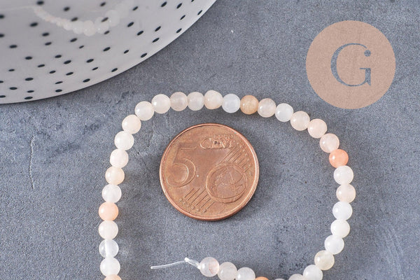 Perles jade rose pâle, perles rondes, jade rose, pierre naturelle, jade naturel, pierre naturelle, fil de 80 perles, 4mm, x1 (G3858)