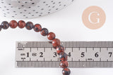 Perles jaspe bréchique naturel grade A 6mm, x1 fil de 38cm (G4412)