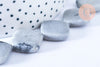 Perles jaspe gris losange, des perles en jaspe gris naturelle,18x21mm, x5 perles (G8382)
