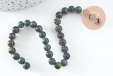 Perles jaspe karamba vert,jaspe gris,perle jaspe verr,perles pierres, jaspe naturel,6mm, fil de 30 perles, X1 (G3800)