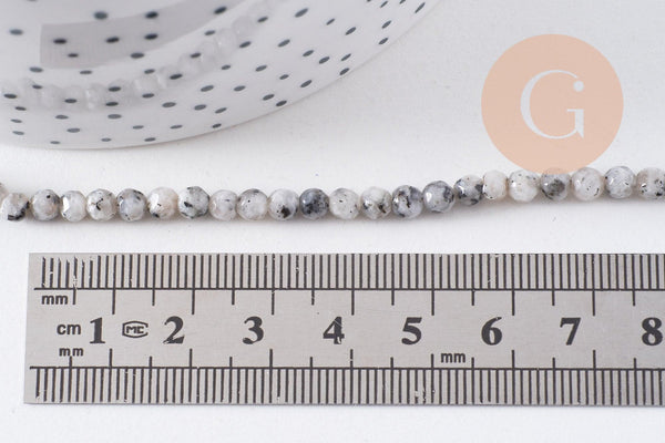 Perles jaspe sésame blanc, jaspe bleuté,pierre naturelle,perle facettée,perles pierre,jaspe naturel, le fil de 90,4mm, x1 (G1641)