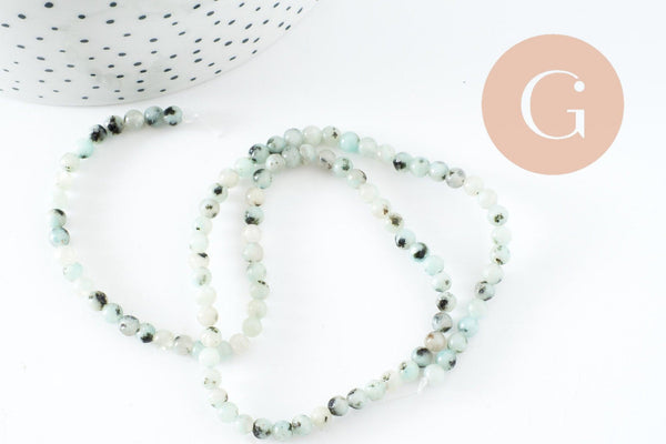 Perles jaspe sésame,jaspe bleuté,perles jade,perles pierre,jaspe naturel, 4mm, fil de 90, X1 (G0952)