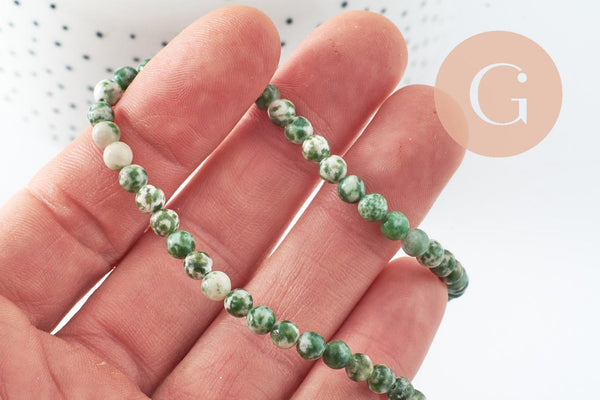 Perles jaspe vert naturel, jaspe bleuté, pierre naturelle, jaspe naturel, 4mm, fil de 38cm, x1 (G4071)