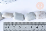 Perles jaspe zebré rectangulaire 18x14mm, des perles en jaspe gris naturelle, x5 perles (G8380)