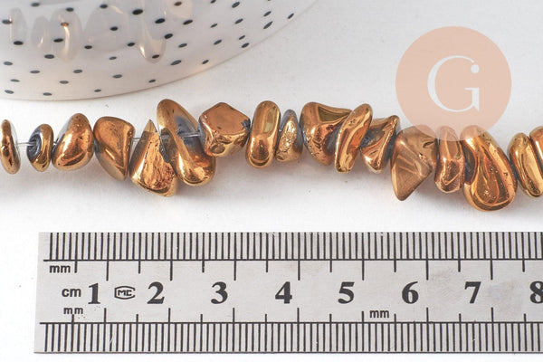 Perles nuggets quartz naturel doré 10-23mm,x1 fil de 37cm (G2411)