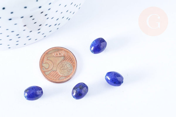 Perles ovale howlite teintée bleu foncé 10x8mm, x5 (G6460)