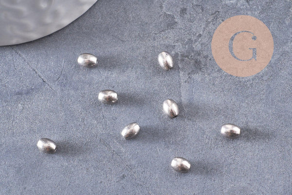 Perles ovales argent intercalaires, fournitures créatives, perles argentées, apprêts argent,5mm, x10 (G0880)