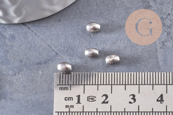 Perles ovales argent intercalaires, fournitures créatives, perles argentées, apprêts argent,5mm, x10 (G0880)
