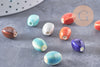 Perles ovales porcelaine multicolore 12mm, x10 (G10323)