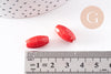 Perles ovales porcelaine rouge,perles céramique, porcelaine émaillée, perle ovales, création bijoux, 1.6cm, x5 G5380
