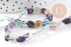 Perles pépite fluorite naturelle violette 7mm, fil de 39cm, x1 (G2128)