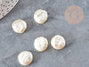 Perles plates acrylique imitation perle eau douce beige 14.5mm, création bijoux fantaisie x5 (G9028)