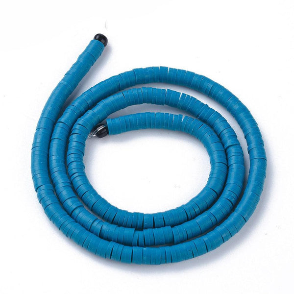 Perles polymère bleu bleu canard heishi, Perles plastique, perle heishi disque, 4mm,le fil de 320 perles, x1 G5434