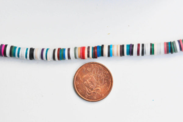 Perles polymère multicolore heishi 6mm, Perles plastique, perle heishi,perle disque, fourniture créative,6mm,le fil de 320 perles G4515