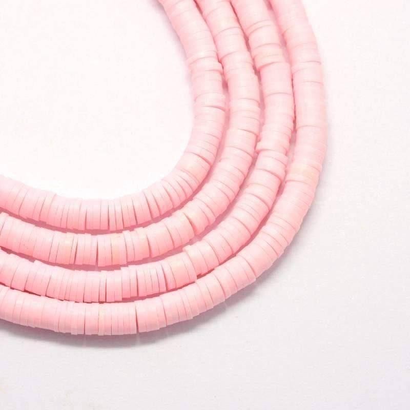Perles polymère rose clair 4mm,x1 fil de 380 perles (G2346)
