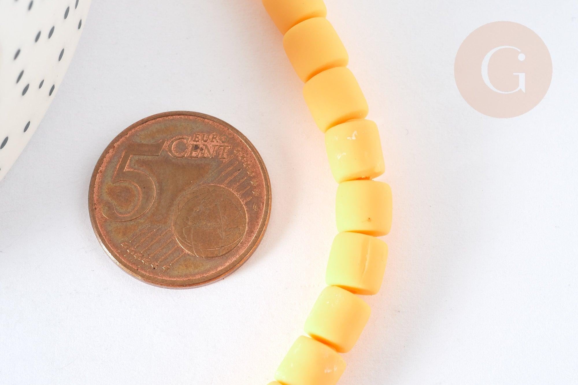 Perles polymère tube orange 5-7mm, fabrication bijoux plastique,le fil de 40cm G7196