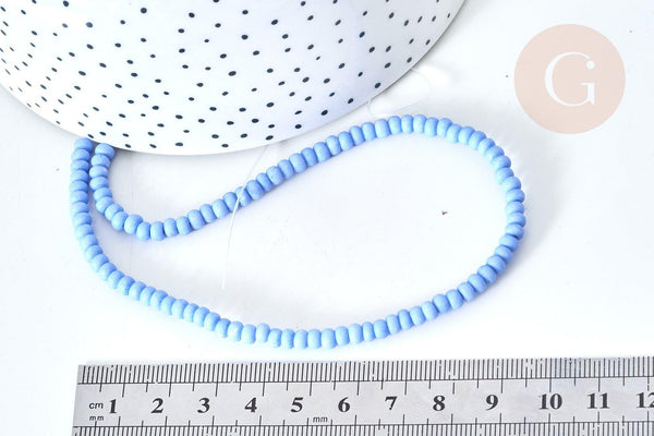 Perles porcelaine abacus bleu tendre 4x3mm, x1 fil de 38cm (G7811)