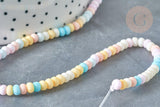 Perles porcelaine abacus multicolore pastel 4x3mm, création bijoux céramique, x1 fil de 38cm (G7806)