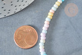 Perles porcelaine abacus multicolore pastel 4x3mm, création bijoux céramique, x1 fil de 38cm (G7806)