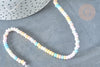 Perles porcelaine abacus multicolore pastel 4x3mm, création bijoux céramique, x1 fil de 38cm (G7806)