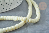 Perles porcelaine heishi jaune clair 6x3~4 mm, bijoux céramique, fil de 48cm, x1 (G7535)
