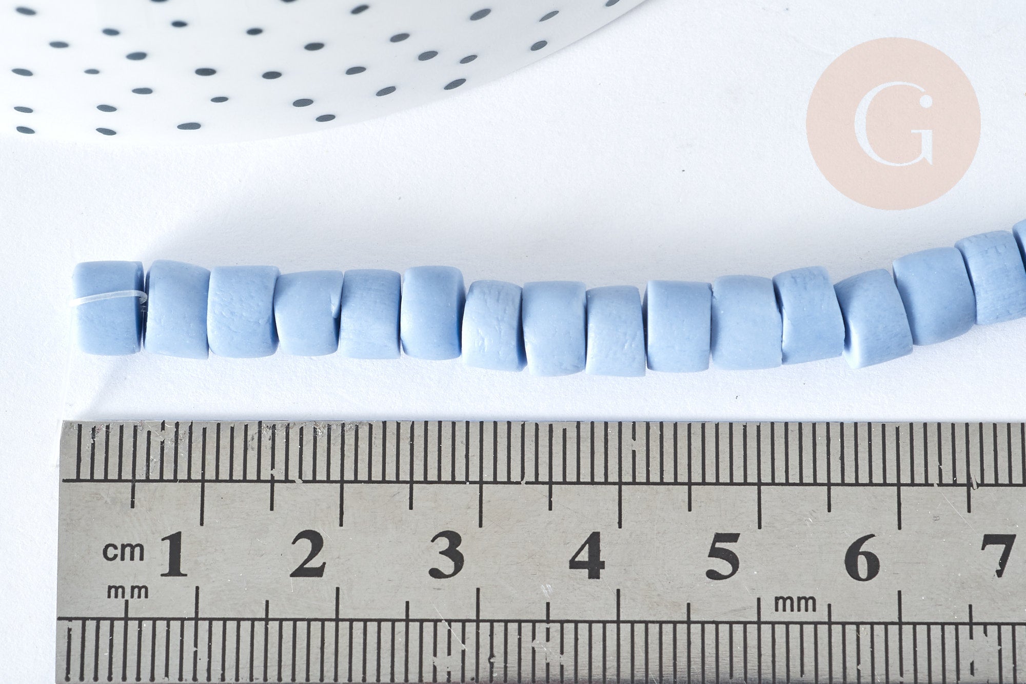 Perles porcelaine plate heishi bleu 6x3~4 mm,fabrication bijoux céramique, fil de 45cm, x1 (G7207)