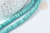 Perles porcelaine plate ronde bleu ciel heishi 6x3~4 mm, fil de 45cm, x1 (G7206)