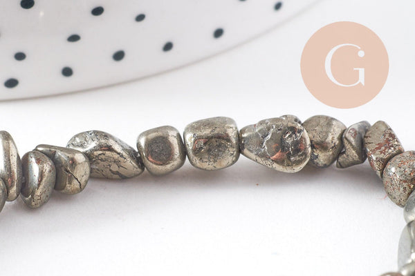 Perles pyrite nugget naturel 4-5mm, nugget en pyrite naturelle pour fabrication bijoux, x1 (G2093)