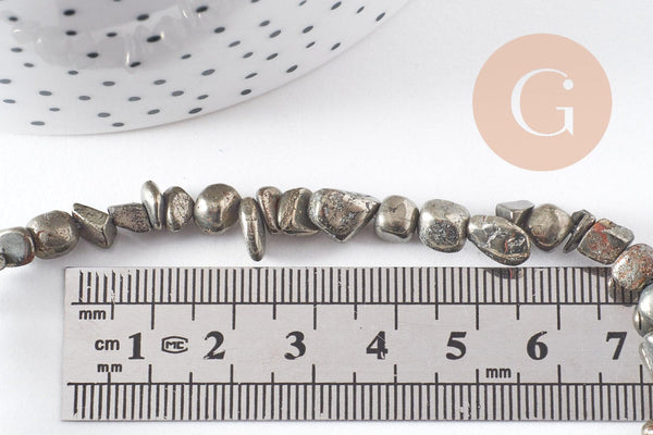 Perles pyrite nugget naturel 4-5mm, nugget en pyrite naturelle pour fabrication bijoux, x1 (G2093)