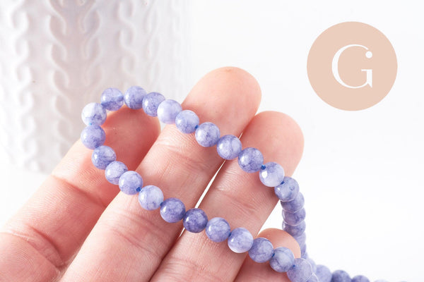 Perles quartz bleu rondes, quartz bleu,pierre naturelle, 6mm, le fil de 36,5 cm, x1 (G3110)