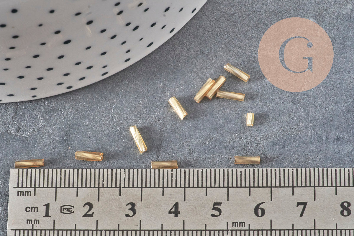 Textured gold tube seed beads 6mm x 2mm, seed beads for jewelry making, gold tube bead, x 10gr G2460