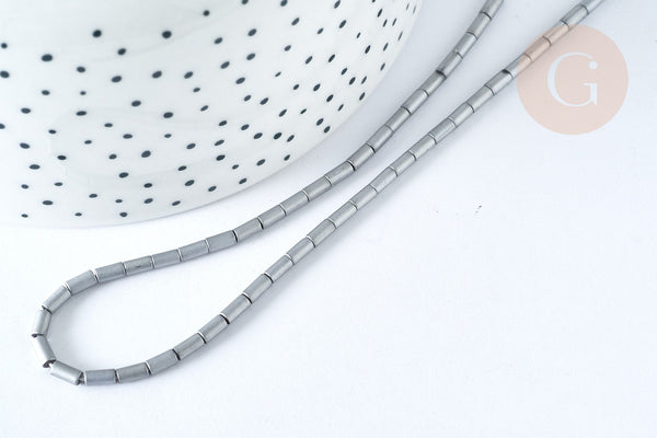 Perles rocaille Tube gris métallisé mat 4.5x2.5mm,perle tissage rocaille, perles rocaille ,perle tube Doré, x1 (G7340)