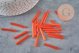 Tube seed beads, orange seed beads, orange glass, long tube, orange tube bead, 28mm, x 10gr G4392
