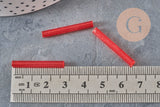 Tube seed beads, red seed beads, red glass, long tube, red tube bead, 28mm, x 10gr G4390