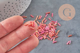 Cuentas de semillas de tubo rojo iridiscente, cuentas de tubo, cuentas de semillas rojas, cuentas rojas iridiscentes, 6 mm x 2 mm, x 5 gr G0666