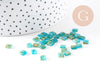 Perles rocaille carré façon tila verre vert transparent 4.5mm,2 trous, x50 (G5475)